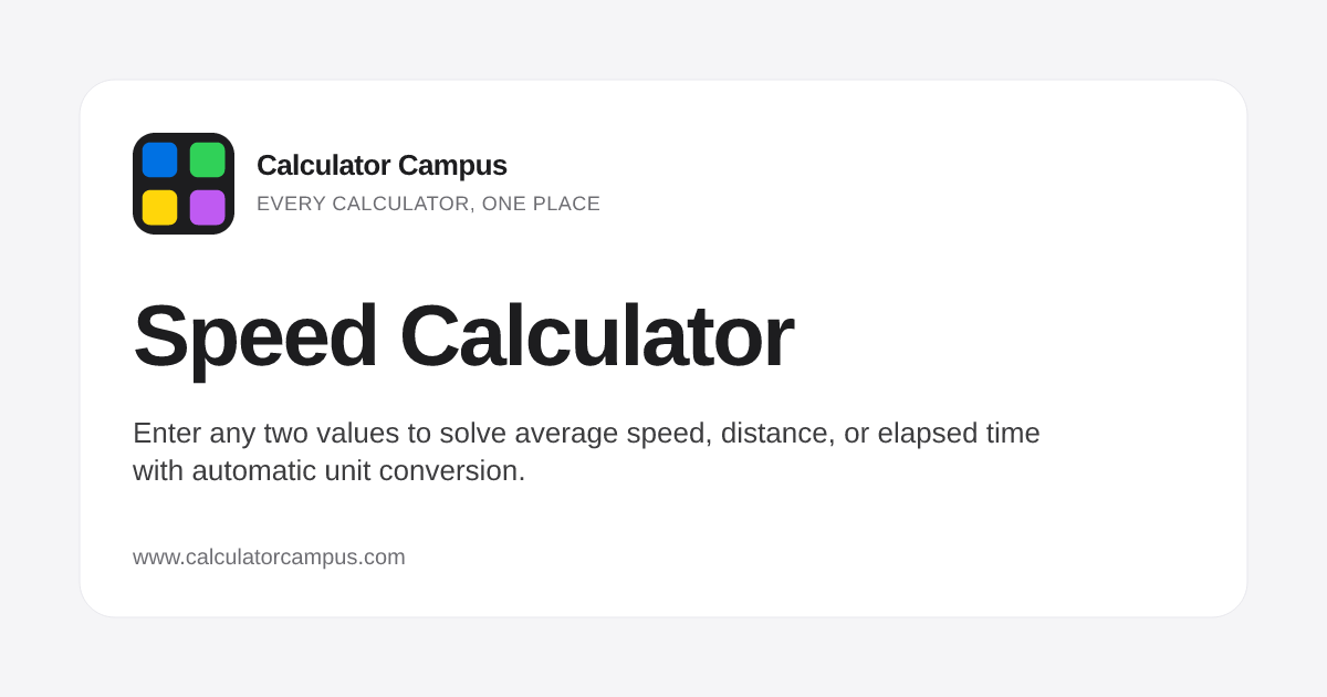 Top Speed Calulator Speed Calculator: Find Speed, Distance, or Time | Calculator Campus